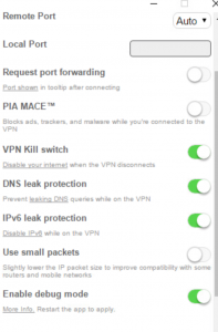 PIA Advanced Settings