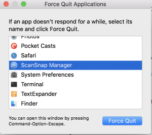 Force Quit ScanSnap Manager